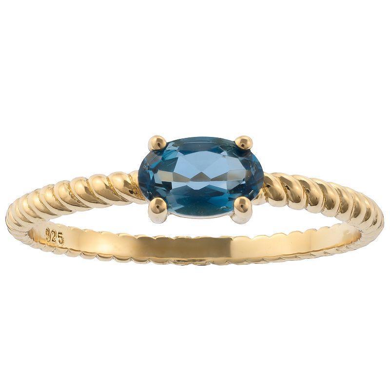 Gemistry 14k Gold Oval Cut London Blue Topaz Ring, Womens Product Image