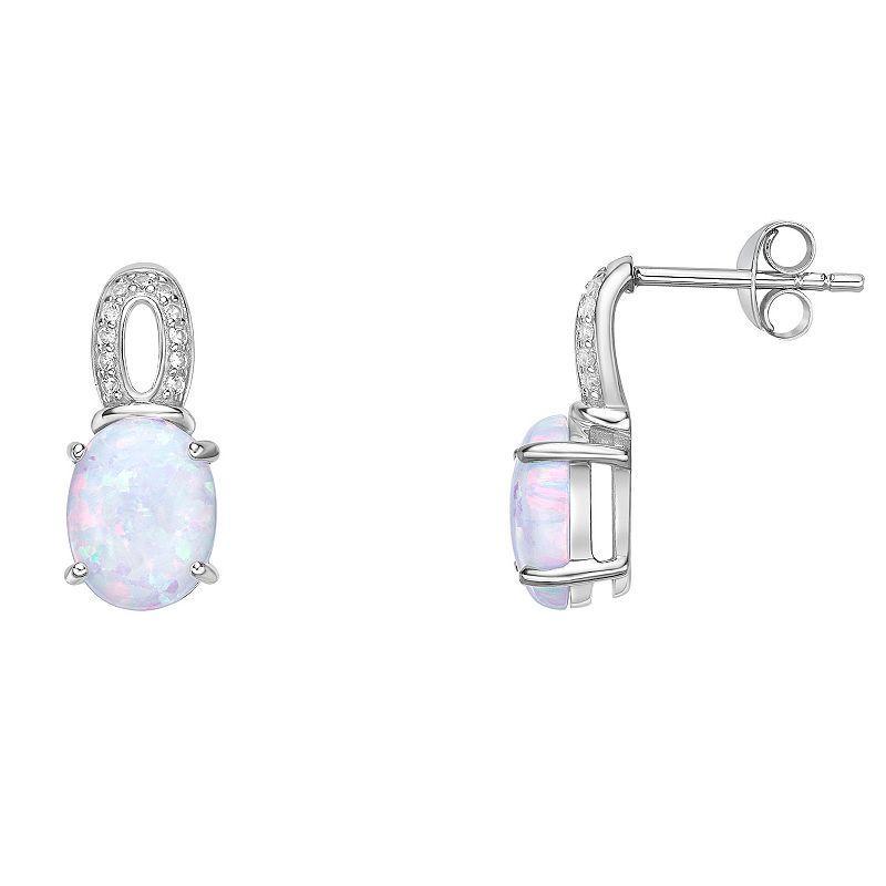 Gemminded Sterling Silver Lab-Created Opal & Lab-Created White Sapphire Drop Earrings, Womens Product Image