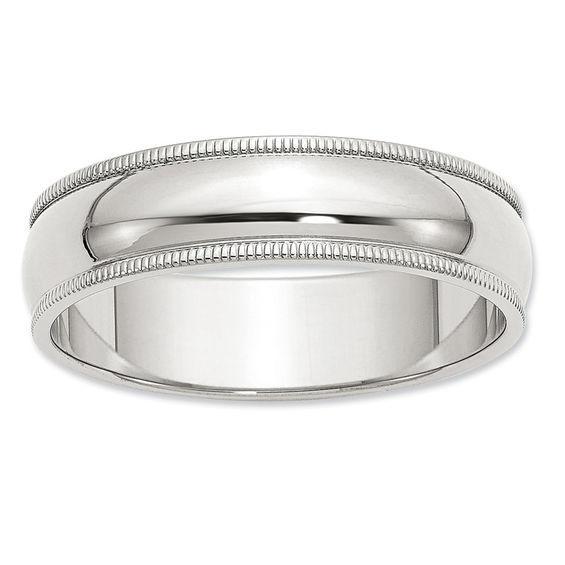 Men's 6.0mm Milgrain Edge Wedding Band in Sterling Silver Product Image