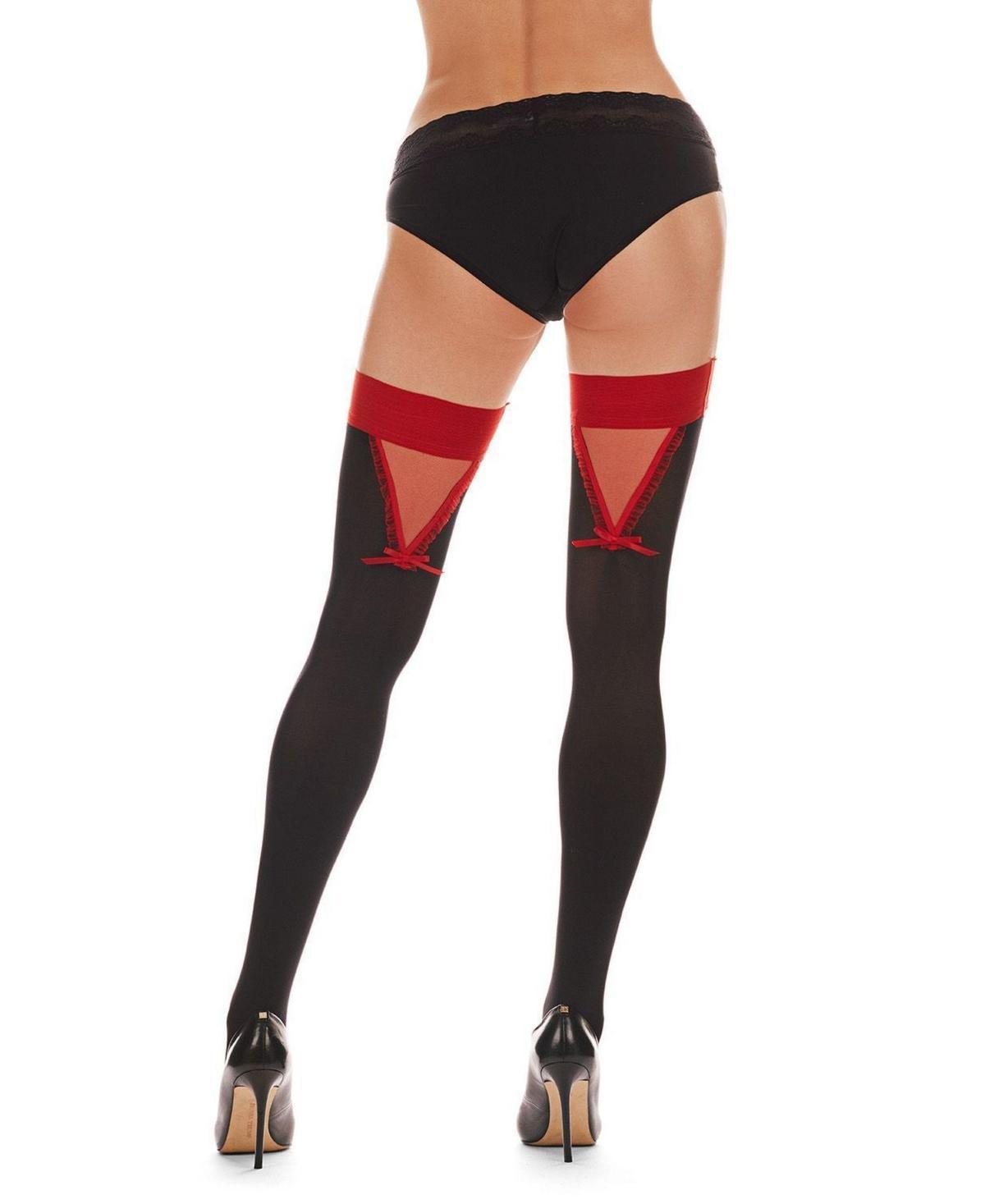 Womens Opaque Thigh High Stockings - Black Product Image