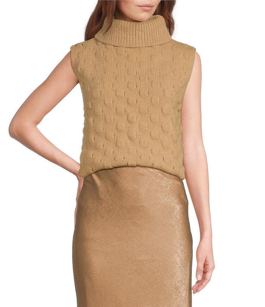 Lucy Paris Gina Turtleneck Sleeveless Sweater Top Product Image