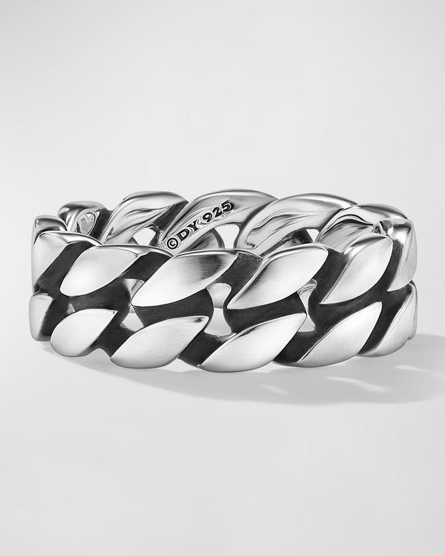 Mens Curb Chain Ring in Silver, 8mm Product Image