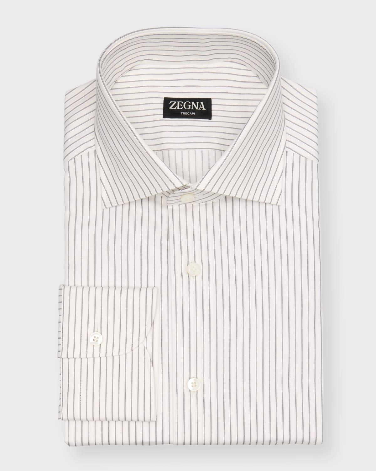 Mens Trecapi Cotton Stripe Dress Shirt Product Image