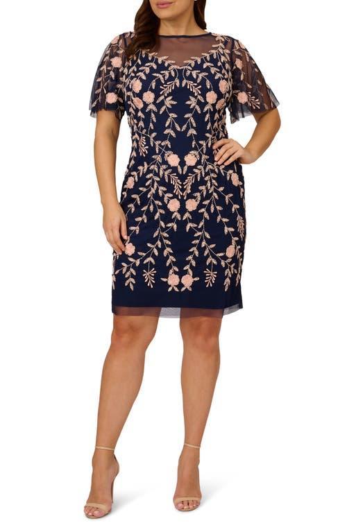 Adrianna Papell Floral Beaded Sheath Dress Product Image