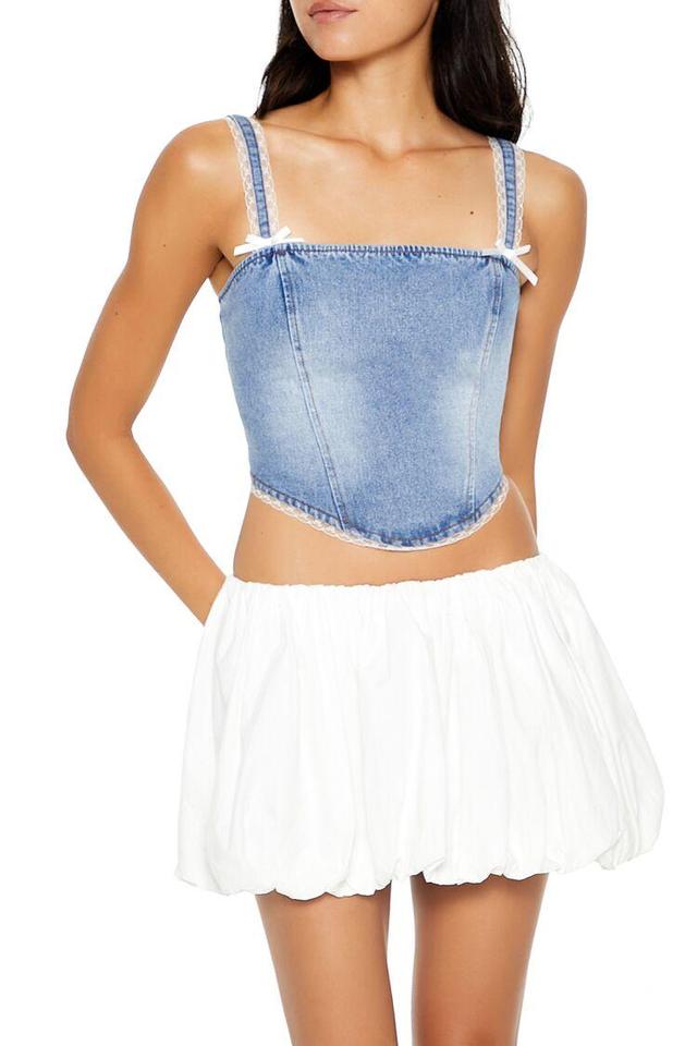 Lace-Trim Denim Bustier Cami | Forever 21 Product Image