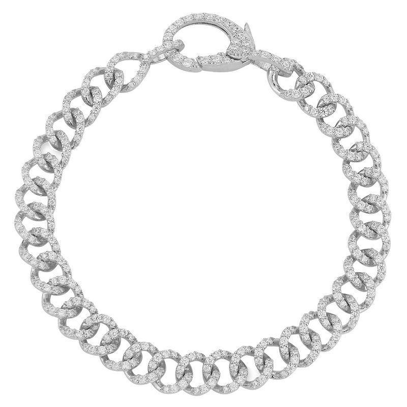 Sunkissed Sterling Cubic Zirconia Link Bracelet, Womens Silver Tone Product Image