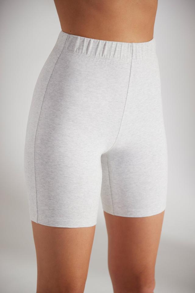 Soft Cotton Biker Shorts in Heather Grey Product Image