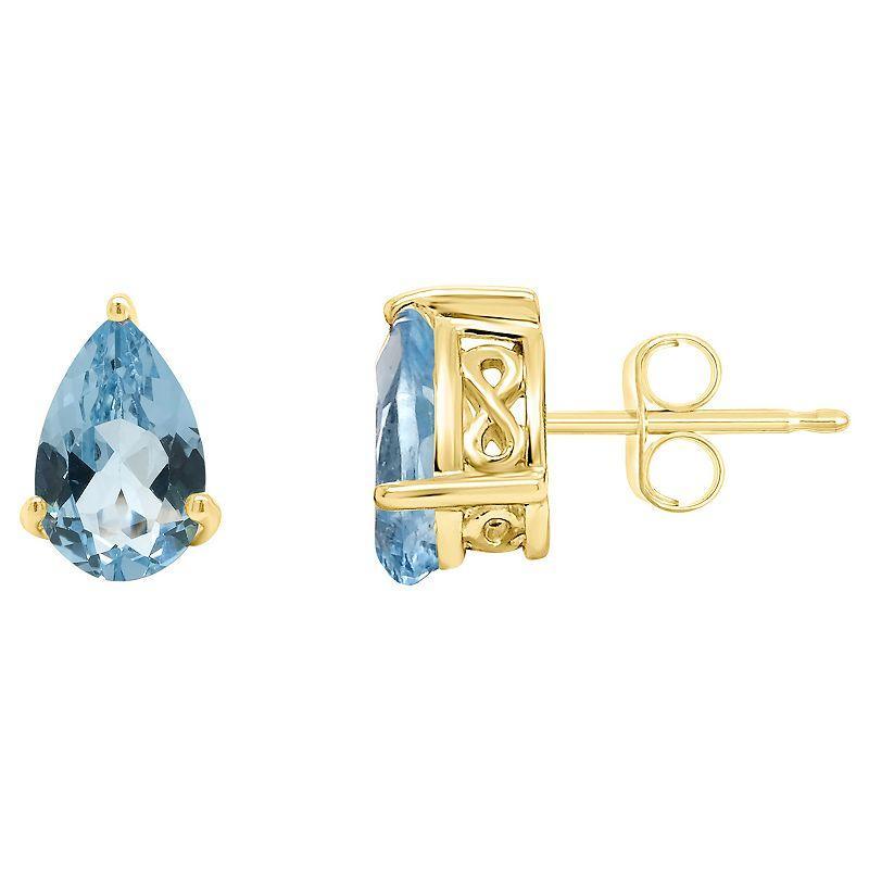 Alyson Layne 14k Gold Pear Cut Sky Blue Topaz Stud Earrings, Womens Product Image