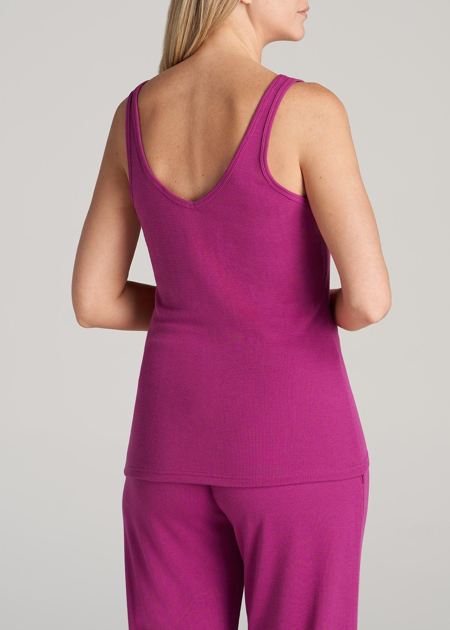 Waffle Tank Top for Tall Women in Pink Orchid Product Image