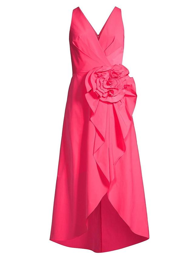 Womens Floral Taffeta Midi-Dress Product Image