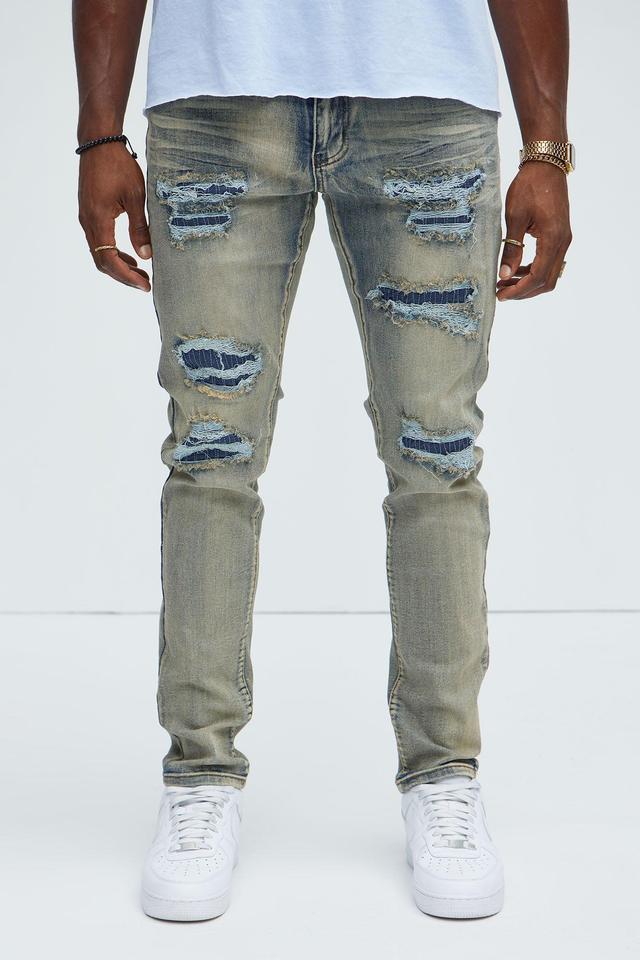 Came To See Ripped Stacked Skinny Jeans - Vintage Blue Wash Product Image