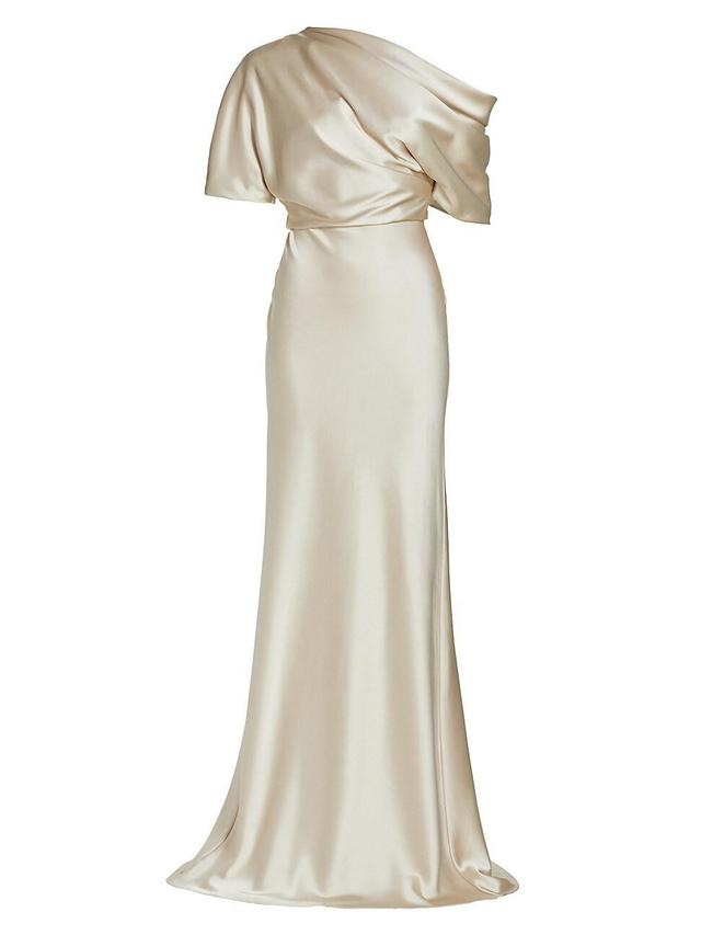 Womens Satin One-Shoulder Gown Product Image