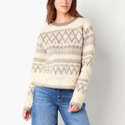 a.n.a Womens Crew Neck Long Sleeve Fairisle Pullover Sweater Product Image