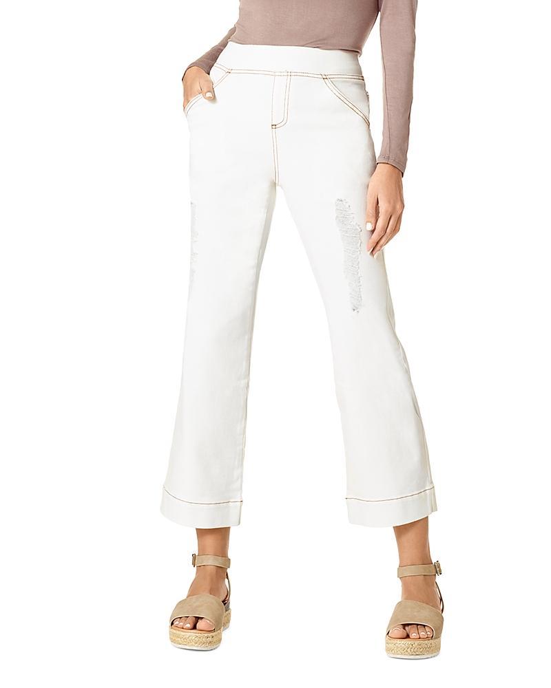 Hue Ripped Crop Flare Stretch Denim Leggings Product Image