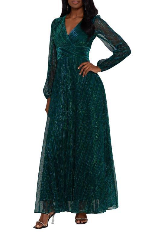 Betsy & Adam Metallic Long Sleeve Gown Product Image