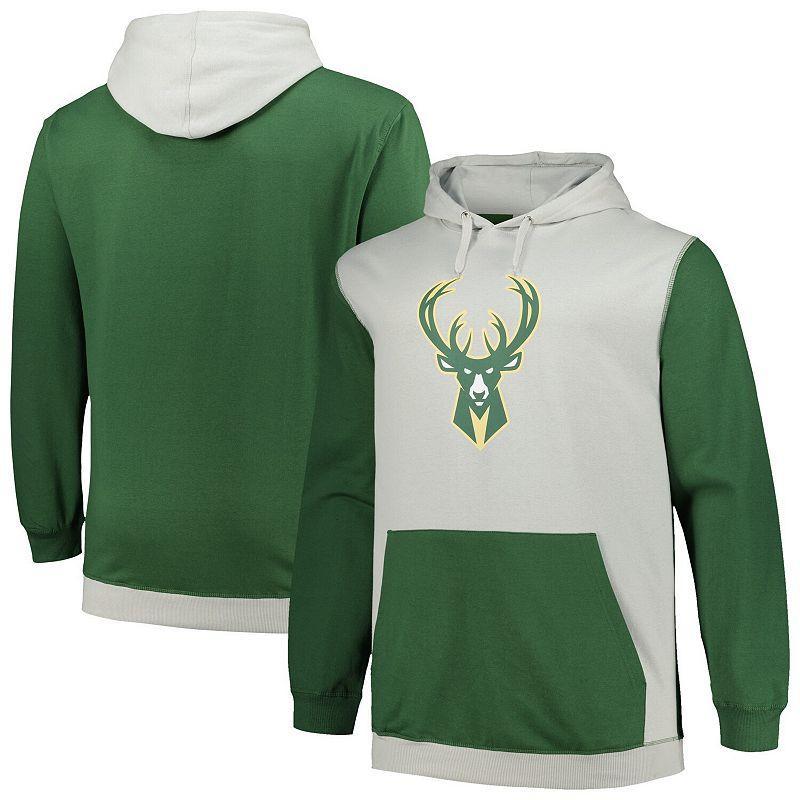 Mens Fanatics Branded Hunter Green/Silver Milwaukee Bucks Big & Tall Primary Arctic Pullover Hoodie Multicolor Product Image