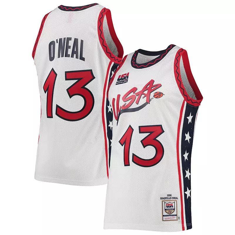 Mens Mitchell & Ness Shaquille ONeal White USA Basketball 1996 Hardwood Classics Authentic Jersey Product Image