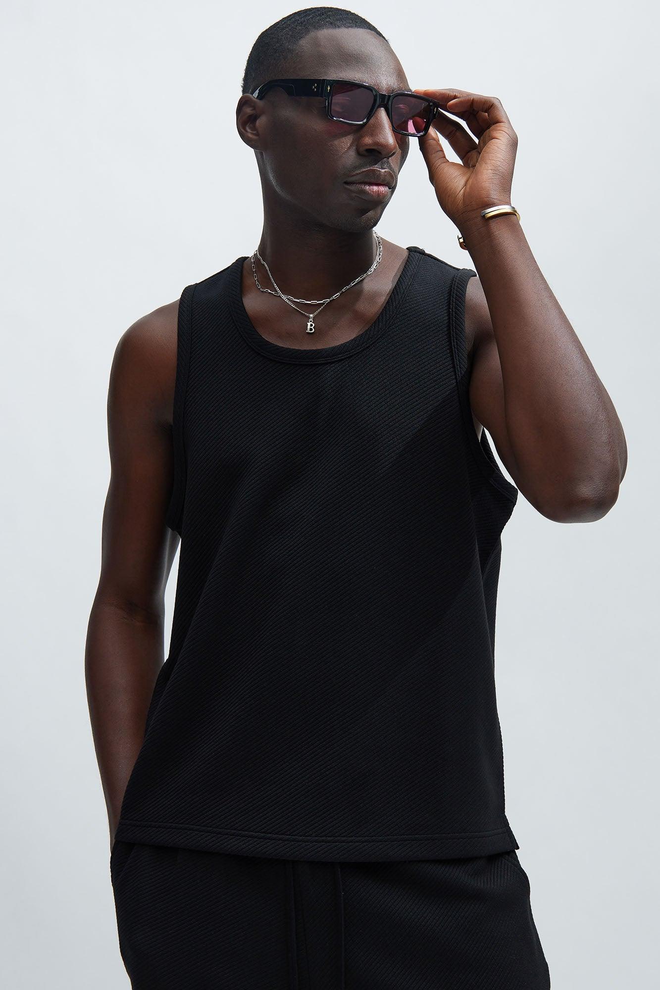 Kina Textured Tank - Black Product Image