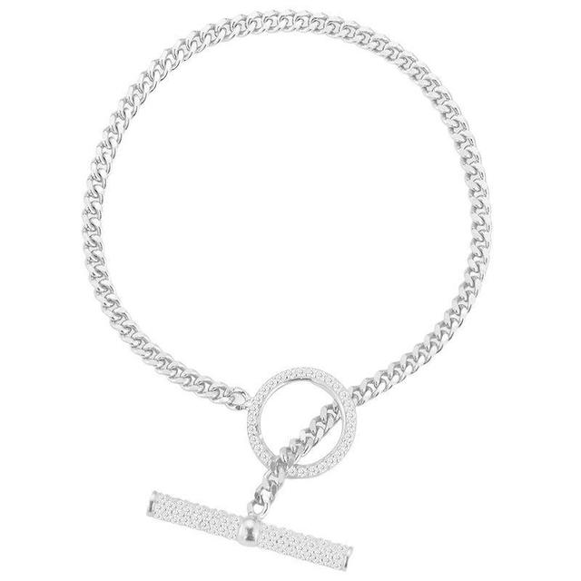 Sunkissed Sterling Sterling Silver Cubic Zirconia Toggle Bracelet, Womens Silver Tone Product Image