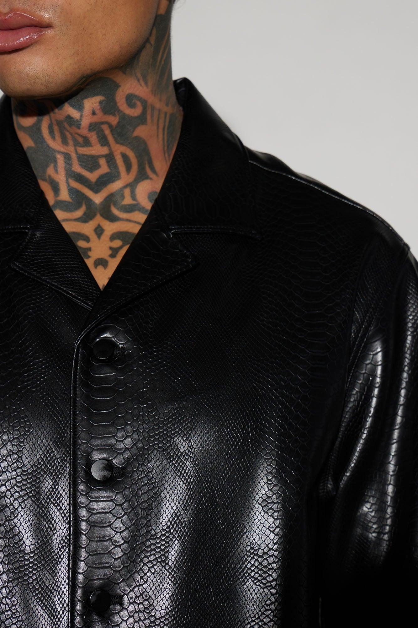 Sawyer Faux Python Shirt - Black Product Image