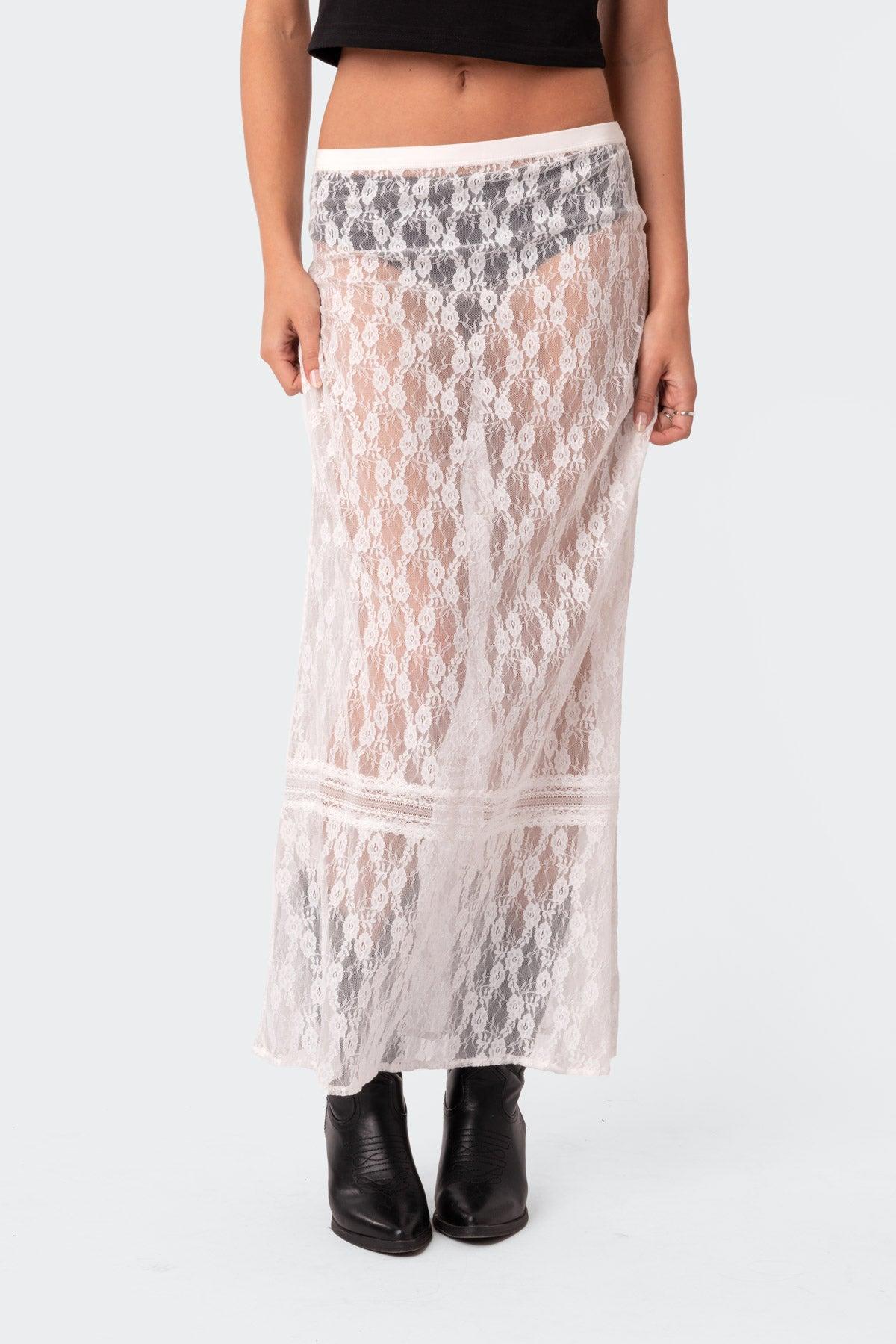 Sandra Sheer Lace Maxi Skirt Product Image