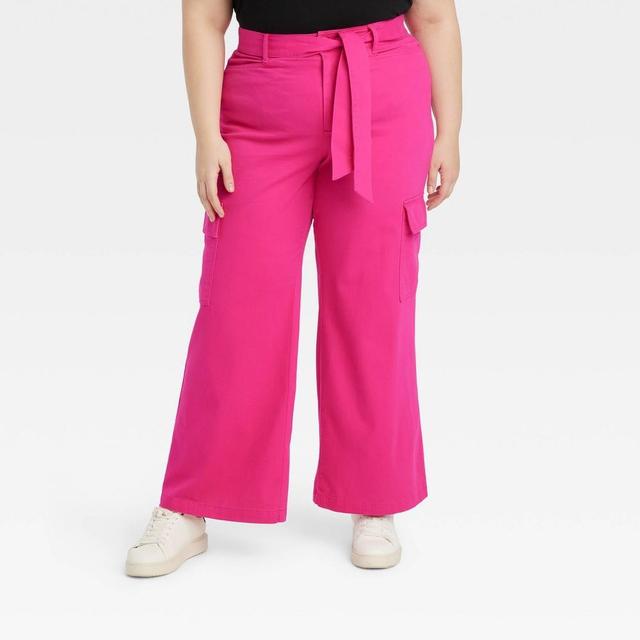 Womens High-Rise Wide Leg Cargo Pants - Ava & Viv 16 Product Image