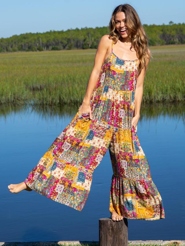 Zoe Wide-Leg Jumpsuit - Mandala Patchwork Product Image