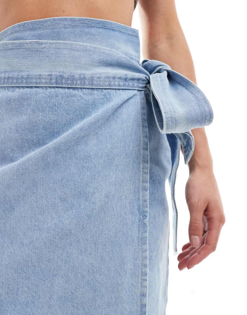 Never Fully Dressed Petite Jaspre mini skirt in denim  Product Image