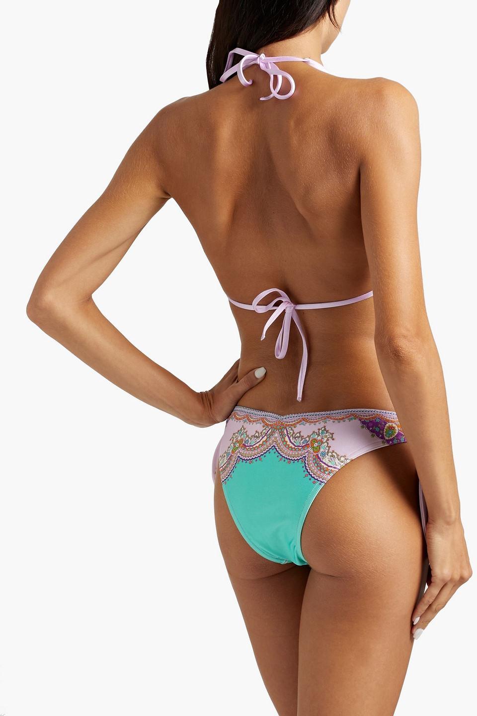 Lola Paisley-print Low-rise Bikini Briefs In Lilac Product Image