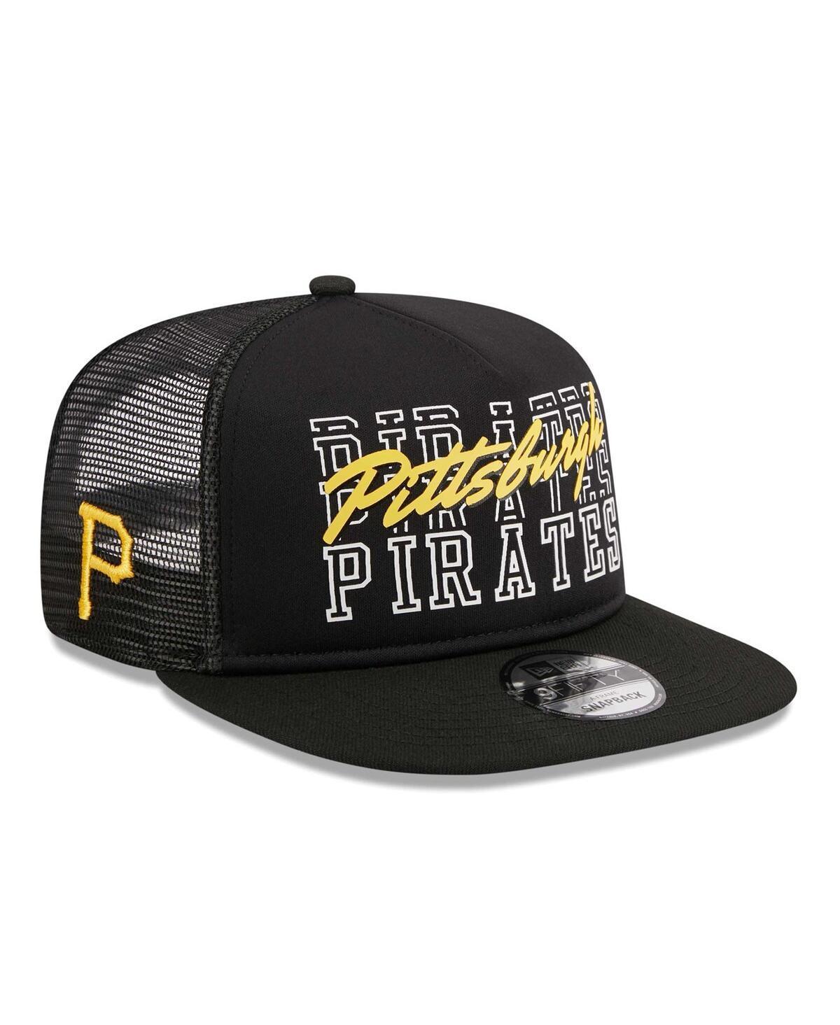 Mens New Era Black Pittsburgh Pirates  Street Team A-Frame Trucker 9FIFTY Snapback Hat Product Image