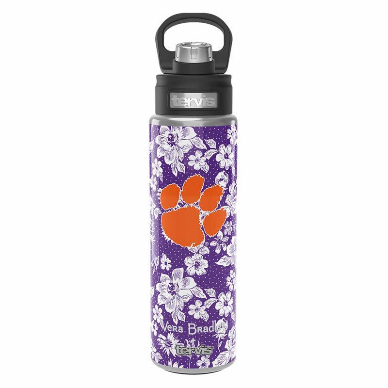 Vera Bradley Tervis 24oz Wide Mouth Bottle Women in Purple /White Rain Garden with Clemson University Purple/White Product Image