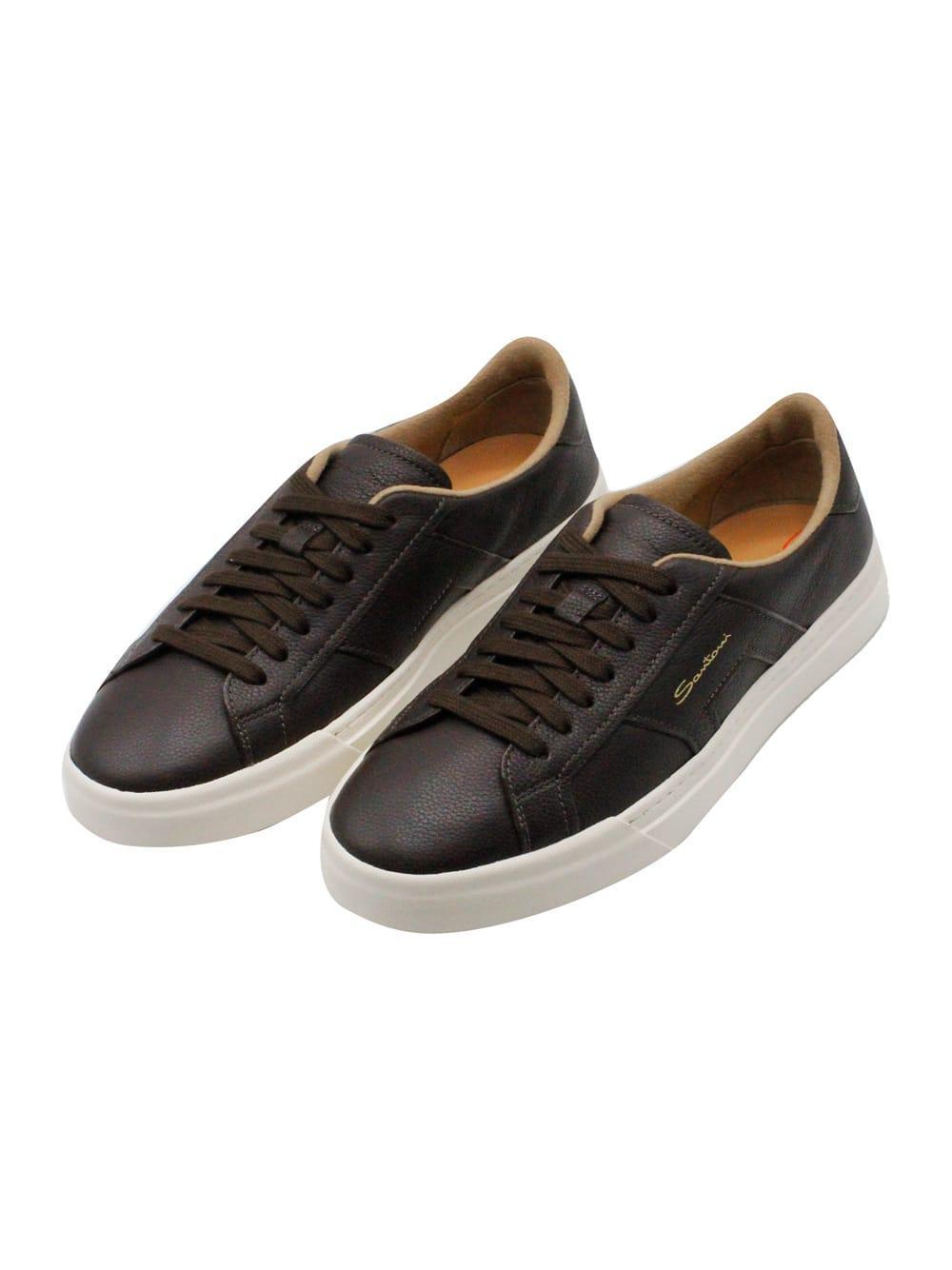 SANTONI Sneakers In Dark Brown Product Image