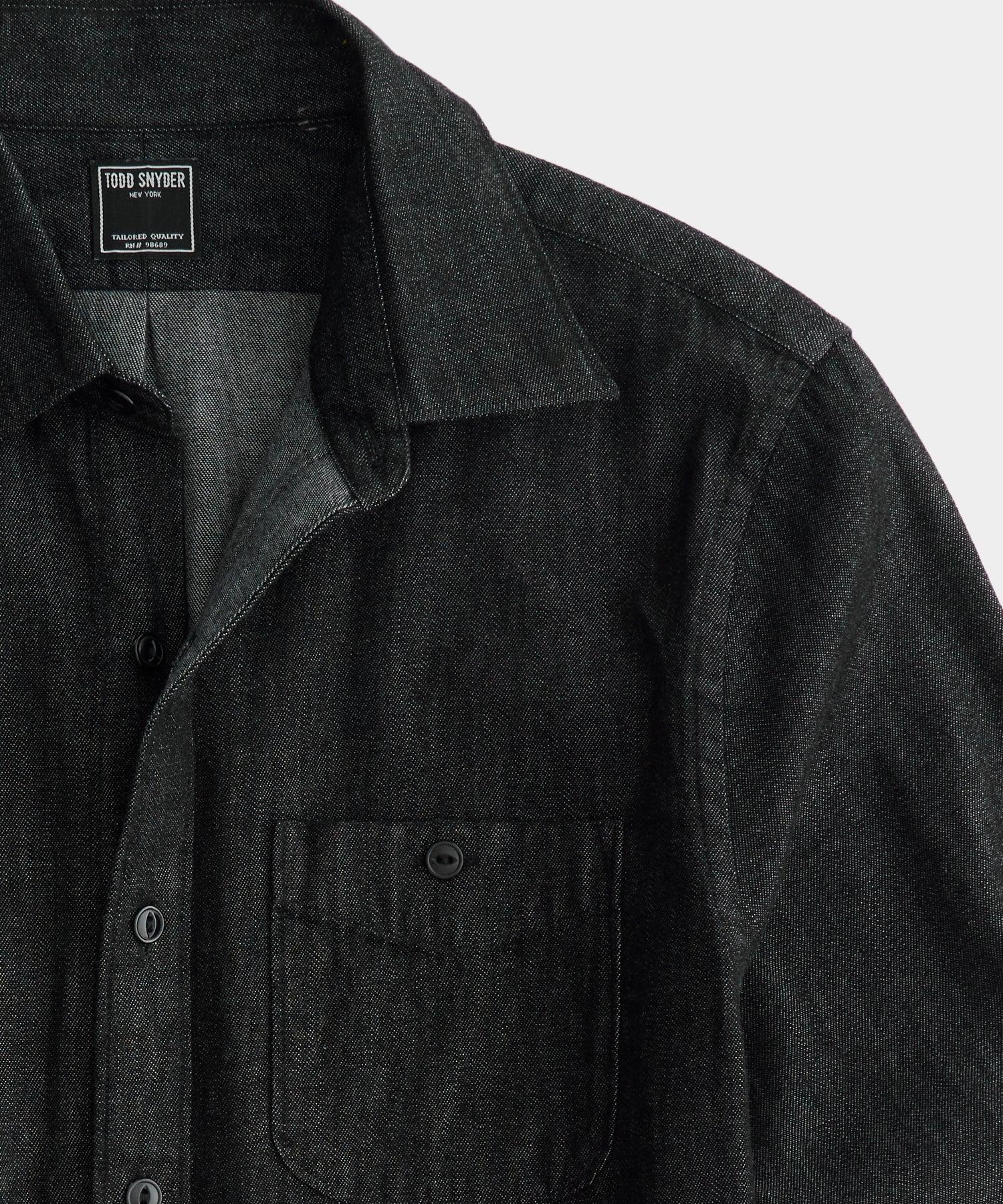 Denim Point Collar Shirt in Black Product Image