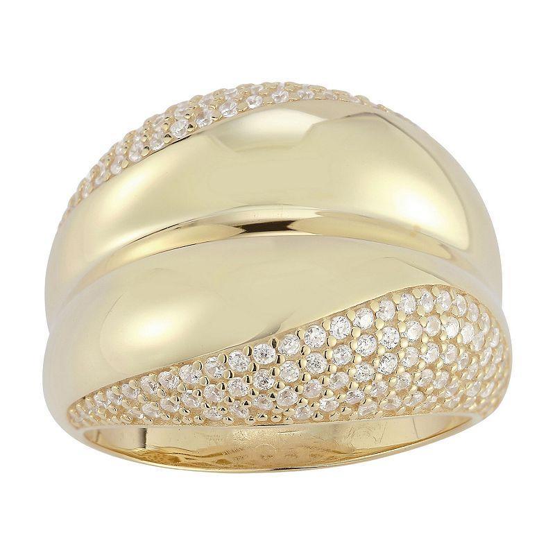 Sunkissed Sterling Cubic Zirconia Bold Dome Ring, Womens Yellow Product Image