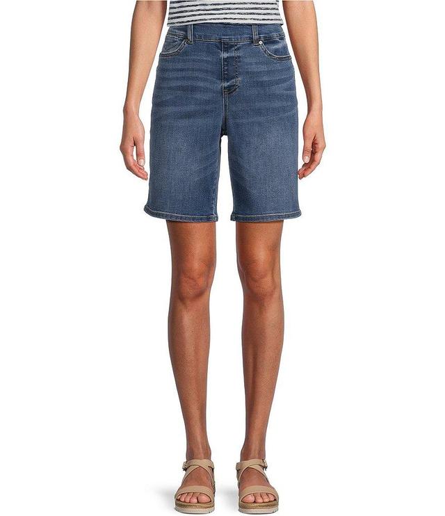 Westbound Mid Rise Flat Front Pocketed Denim Bermuda Shorts Product Image