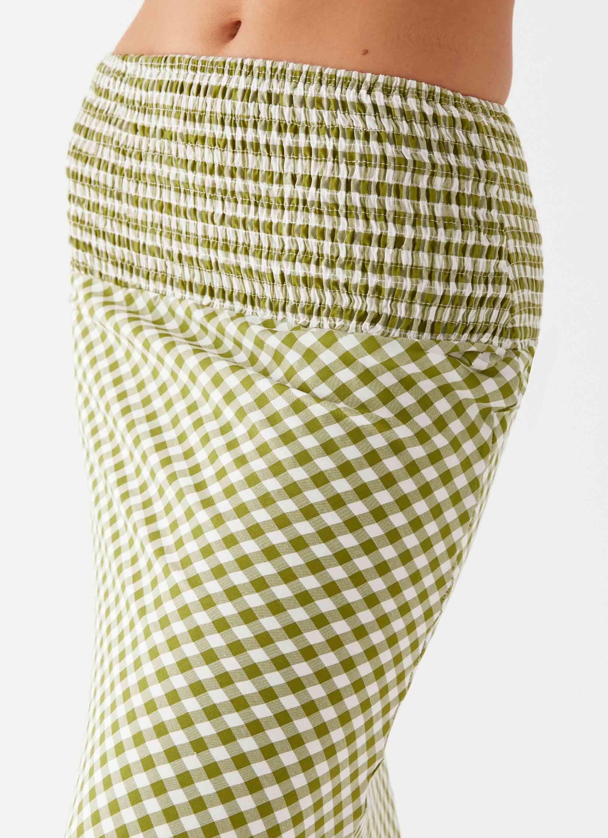 Leilani Maxi Skirt - Khaki Gingham Product Image