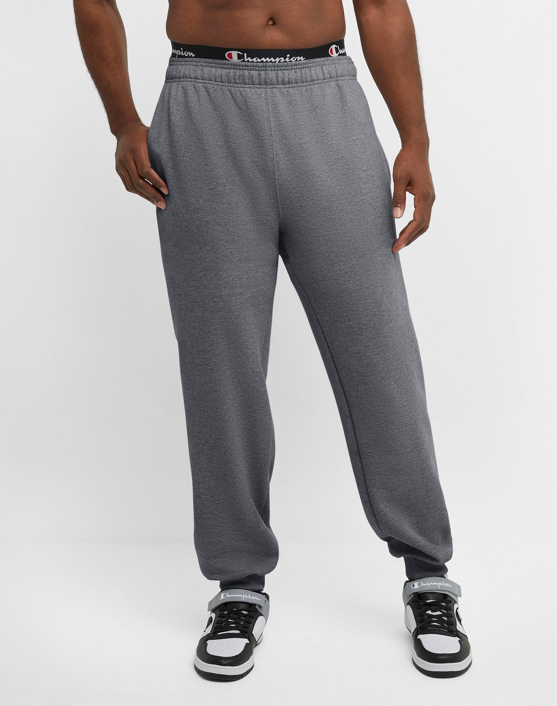 Mens Champion Powerblend Joggers, C Logo (Big & Tall) Oxford Grey 4XB Product Image