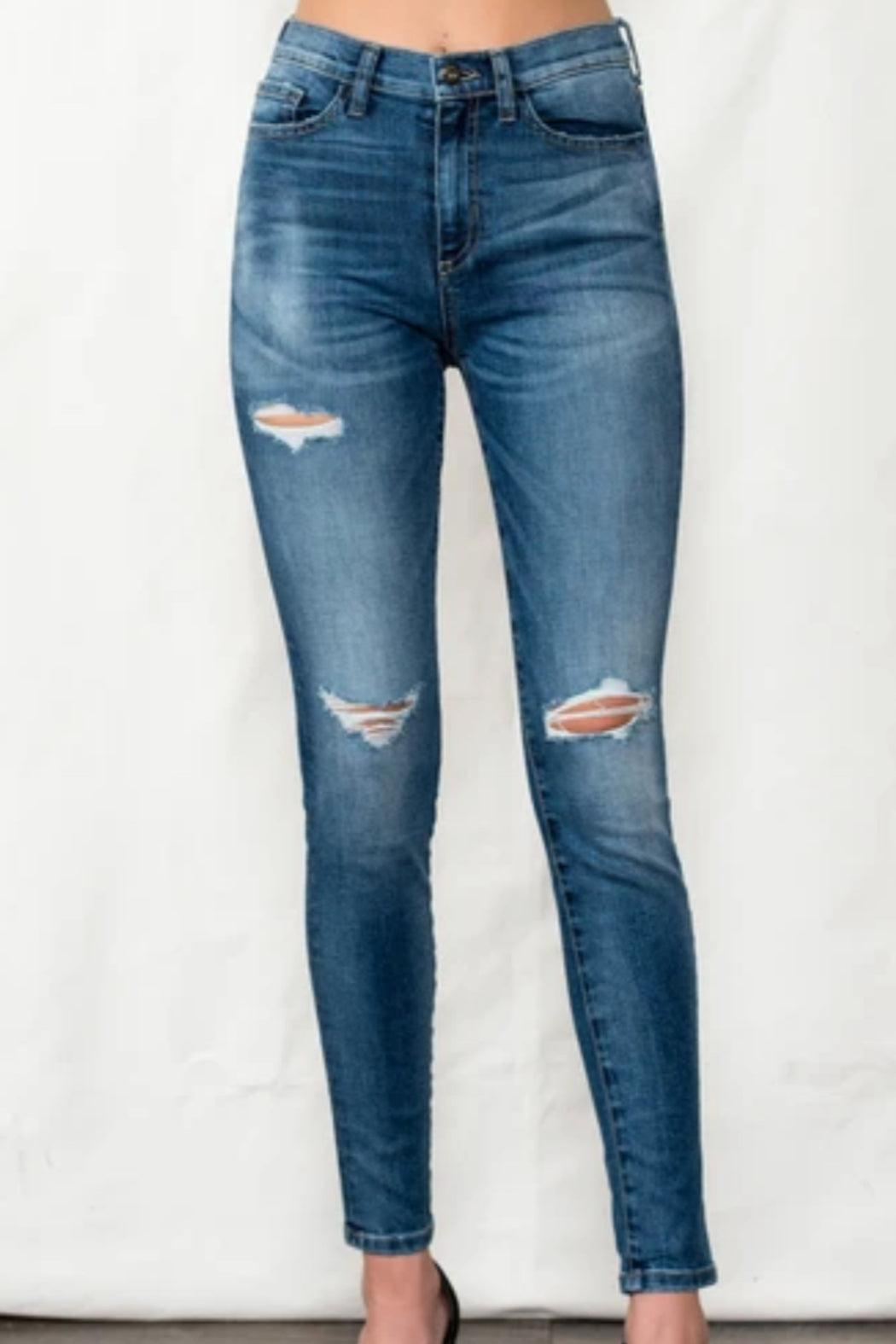 Mid Rise Skinny Jean With Distressing Female product image