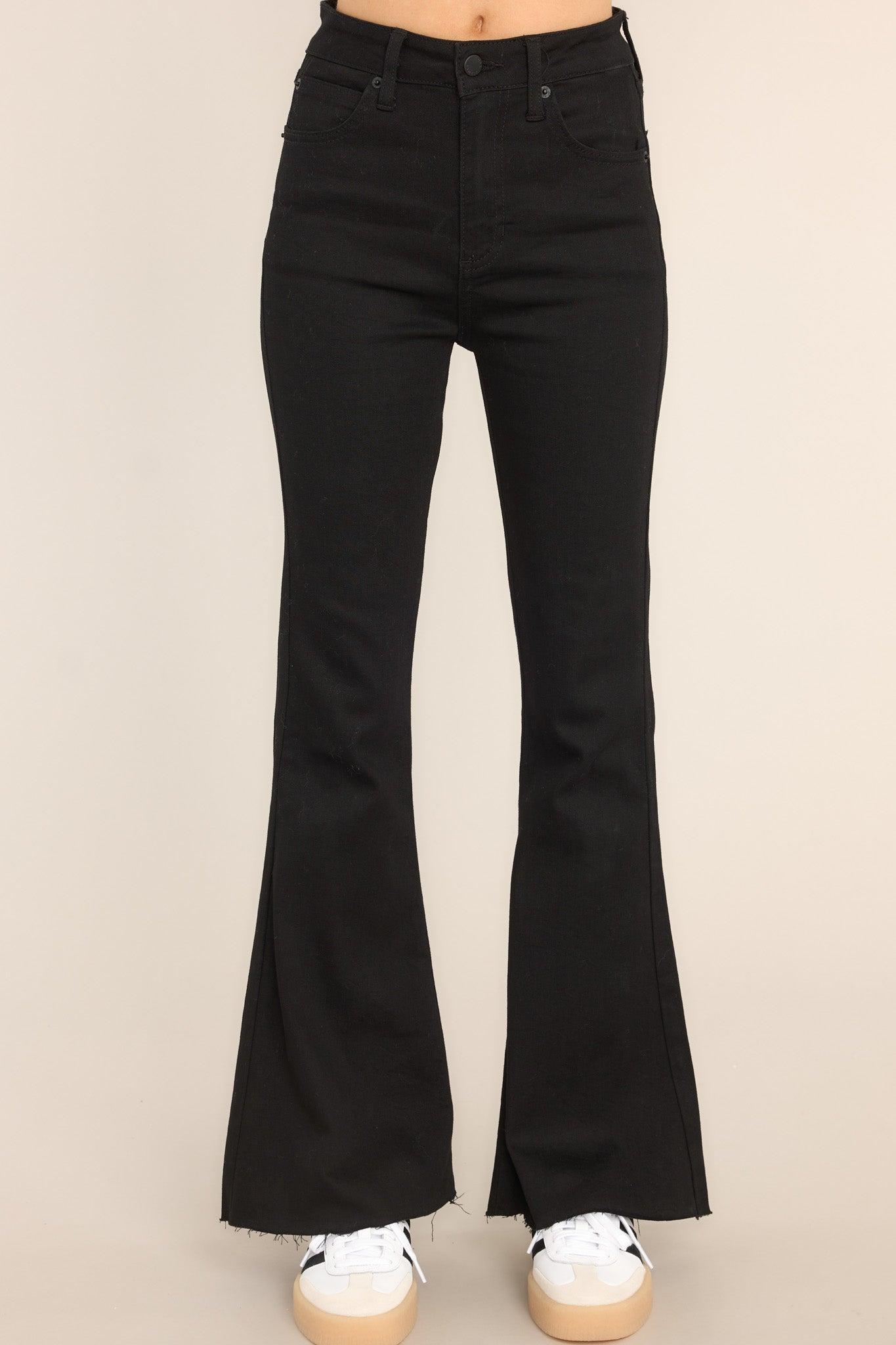 Just USA Watch Her Strut Black Stretch Flare Leg Jeans Product Image