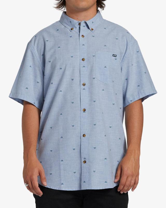 All Day Jacquard Short Sleeve Shirt - Washed Blue Male Product Image