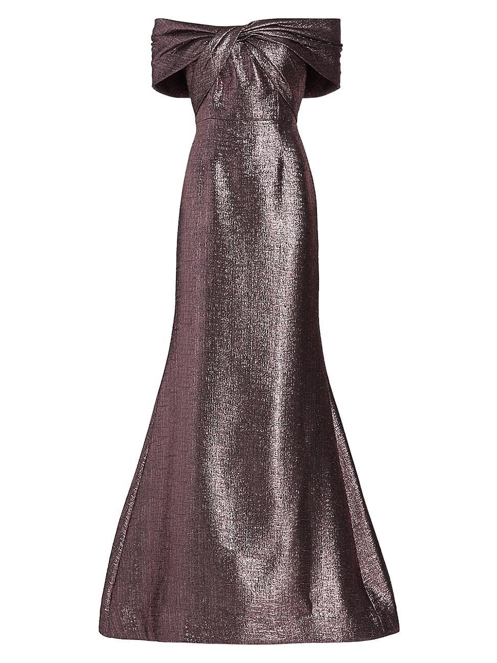 Womens Off-The-Shoulder Metallic Gown Product Image