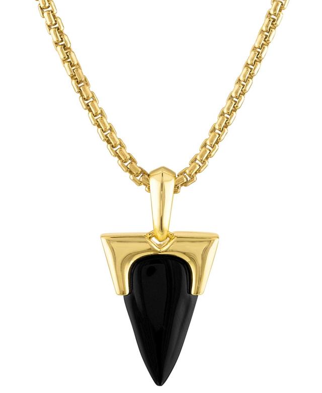 Bulova Mens Icon Black Onyx Pendant Necklace in 14k Gold-Plated Sterling Silver, 24 + 2 extender Product Image