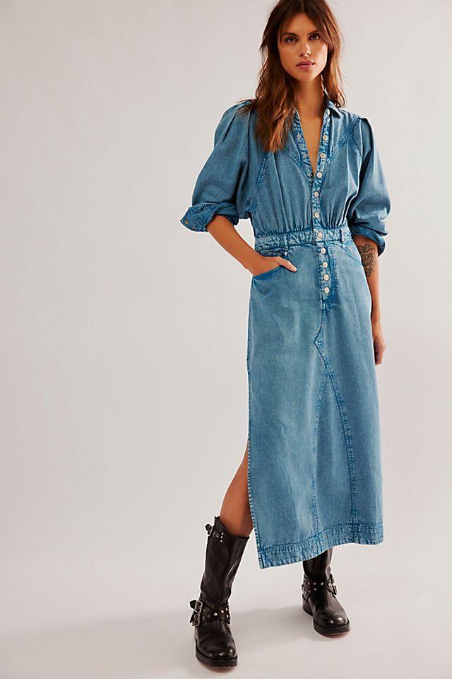 Mad Love Denim Midi Dress Product Image