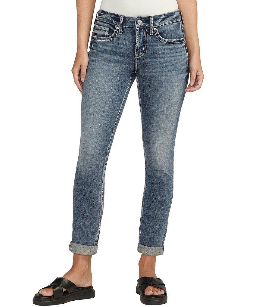 Silver Jeans Co. Mid Rise Power Stretch Cuffed Hem Girlfriend Slim Jeans Product Image