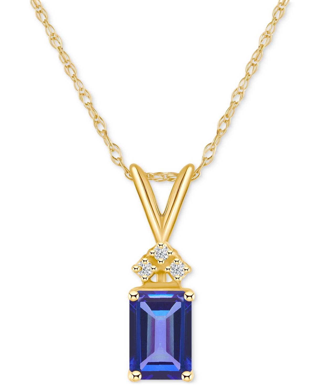 Belk & Co 14K Gold 7X5 Emerald Cut Tanzanite Diamond Accent Pendant Product Image