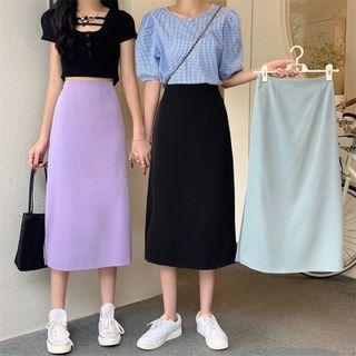 Denim Midi Skirt Product Image