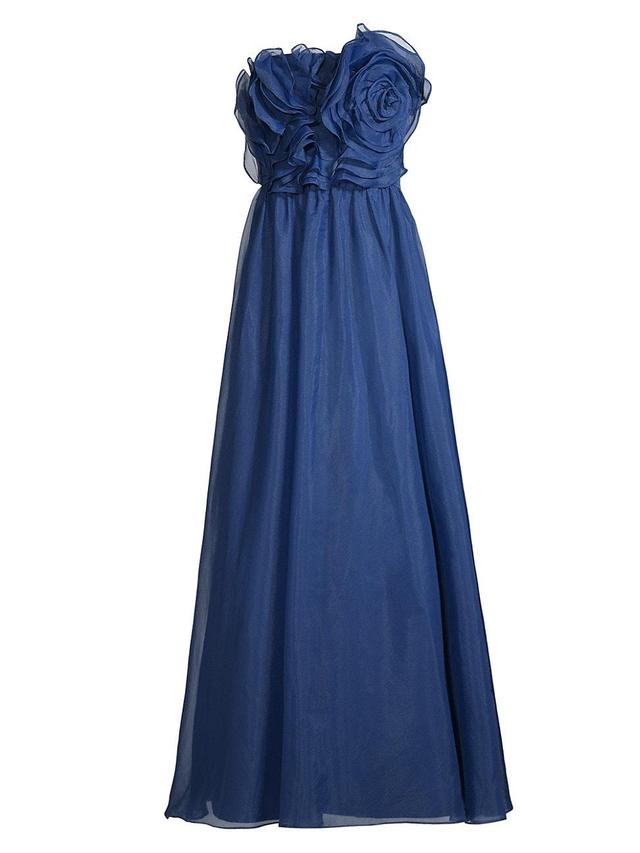 Womens Floral Organza Sleeveless Gown Product Image