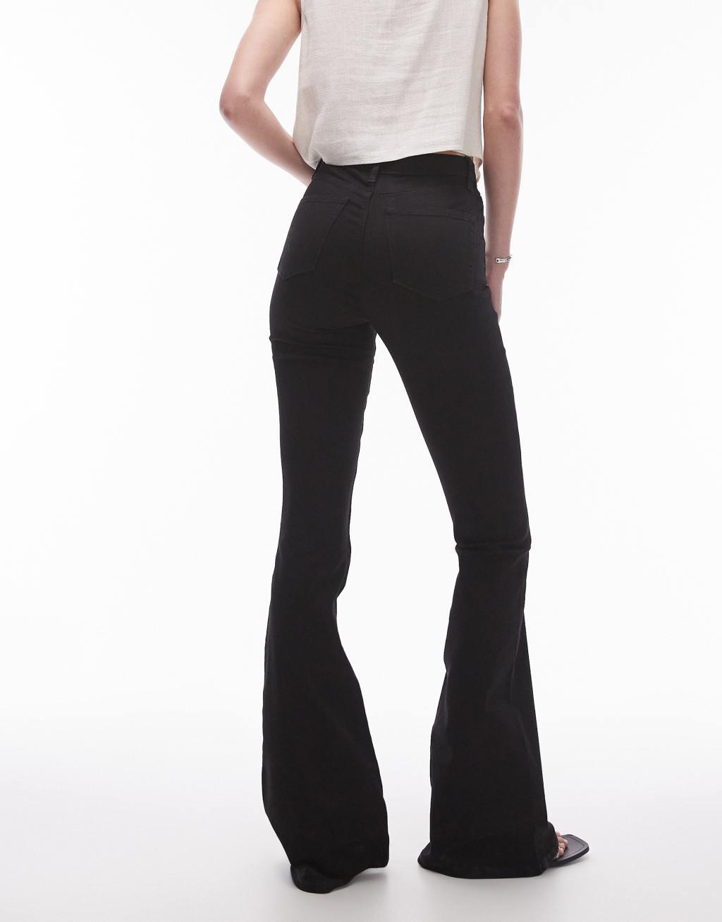 Topshop Tall high rise Jamie flare jeans in black  Product Image