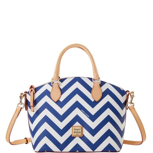 Dooney & Bourke Womens Chevron Geena Coated Cotton Satchel Bag in Navy Product Image