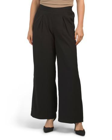 Pleat Front Wide Leg Trousers for Women | Polyester/Spandex Product Image